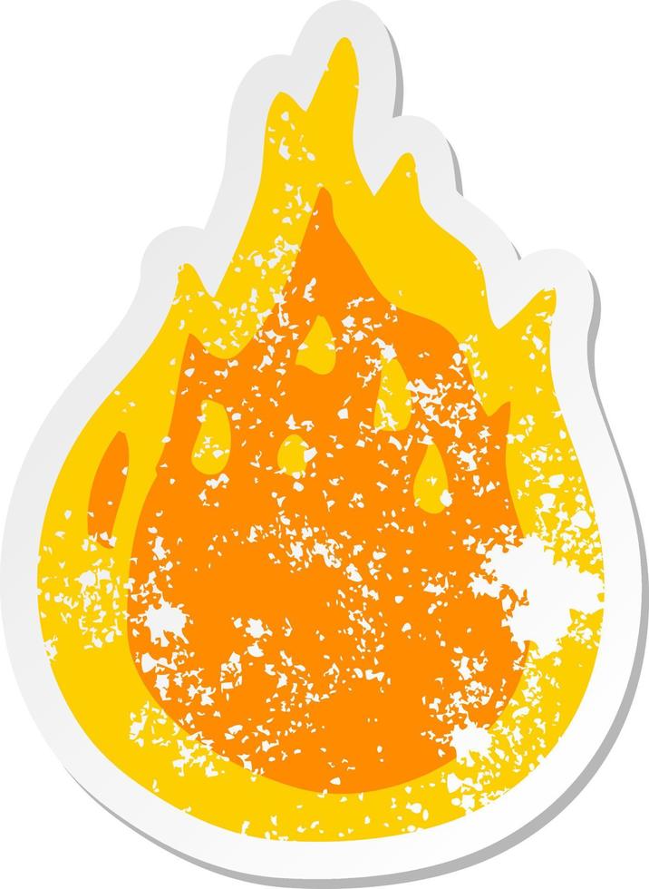 distressed sticker of a cartoon fire vector