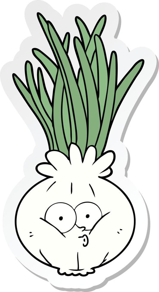 sticker of a cartoon onion vector