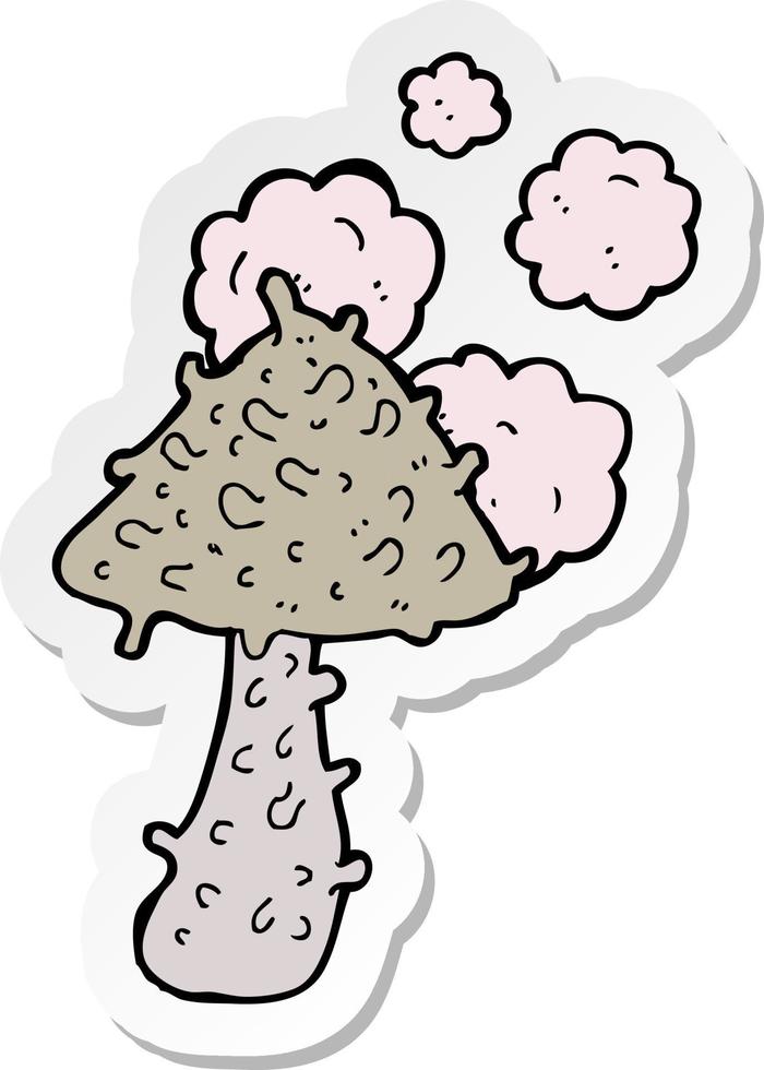 sticker of a cartoon weird mushroom vector