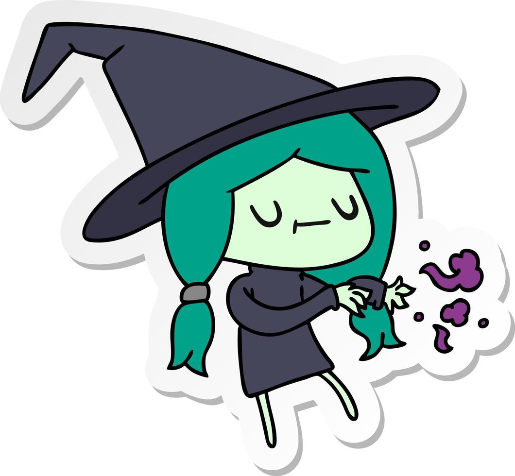 sticker cartoon of cute kawaii witch vector