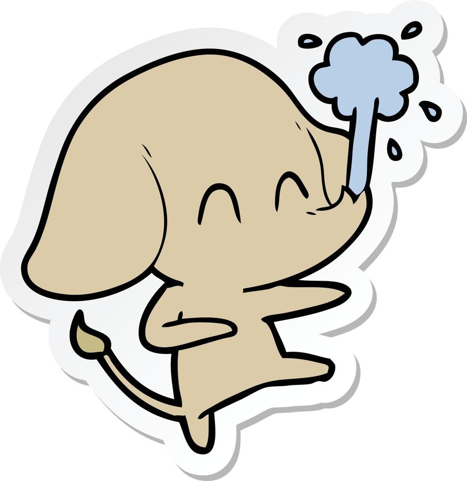 sticker of a cute cartoon elephant spouting water vector