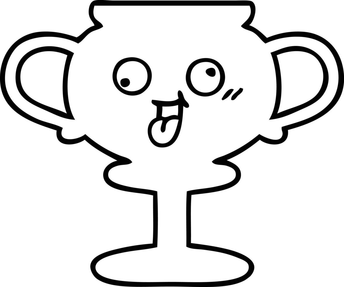 line drawing cartoon trophy vector