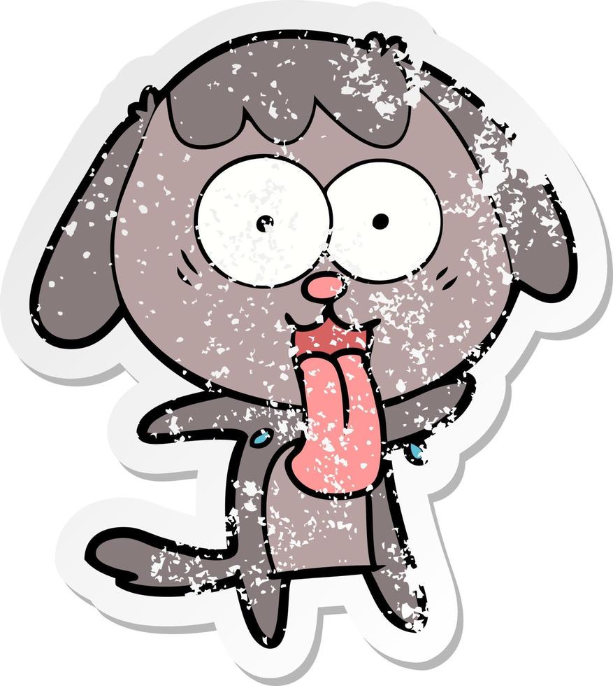 pegatina angustiada de un lindo perro de dibujos animados vector