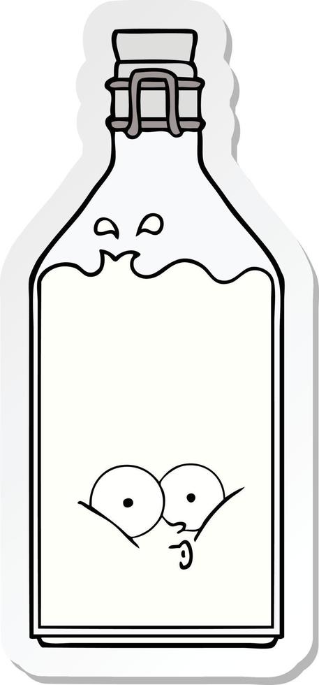 sticker of a cartoon old bottle vector