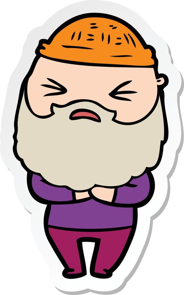 sticker of a cartoon man with beard vector