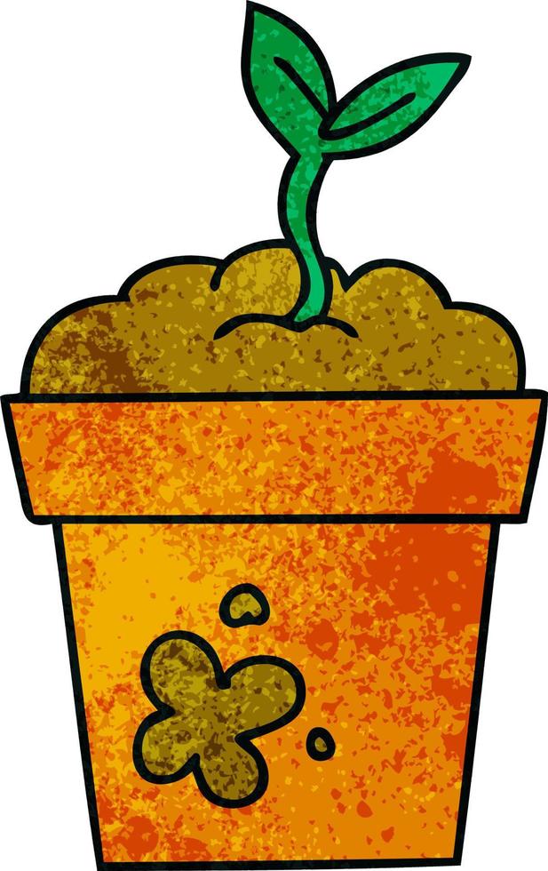 quirky hand drawn cartoon seedling vector