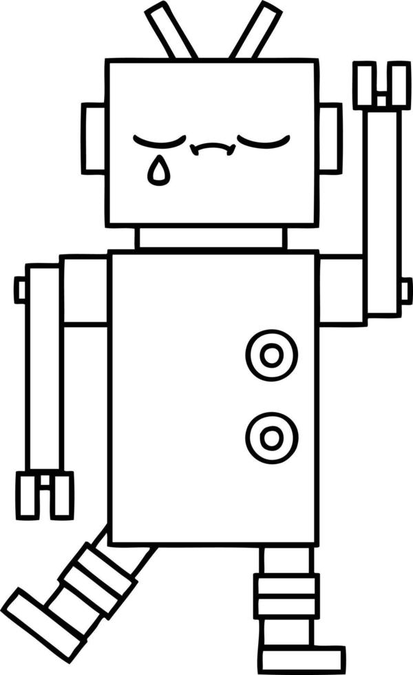 line drawing cartoon robot vector