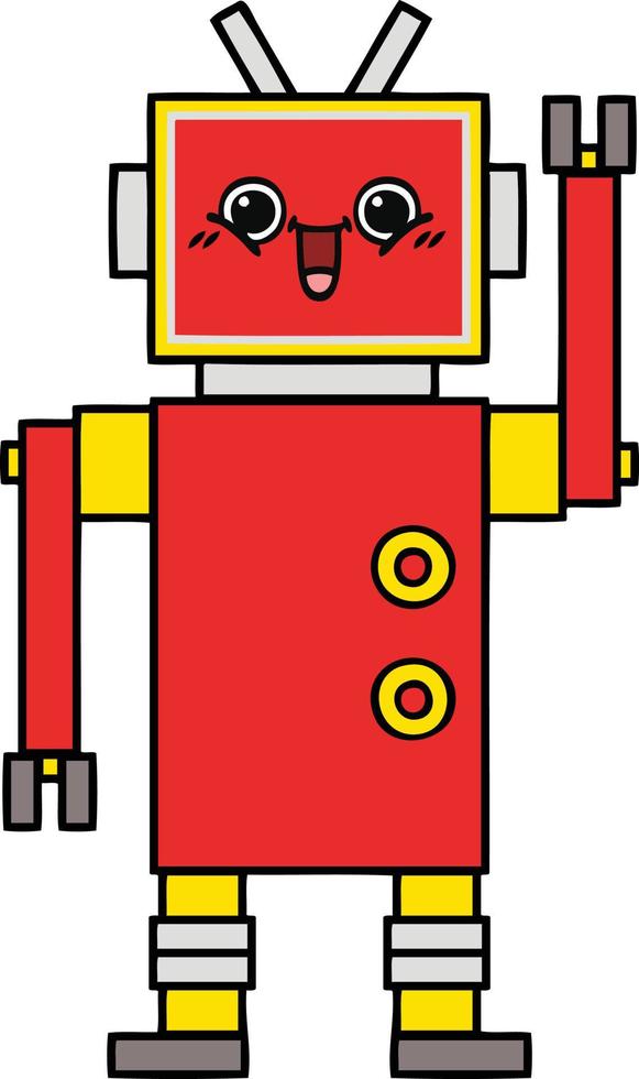 cute cartoon happy robot vector