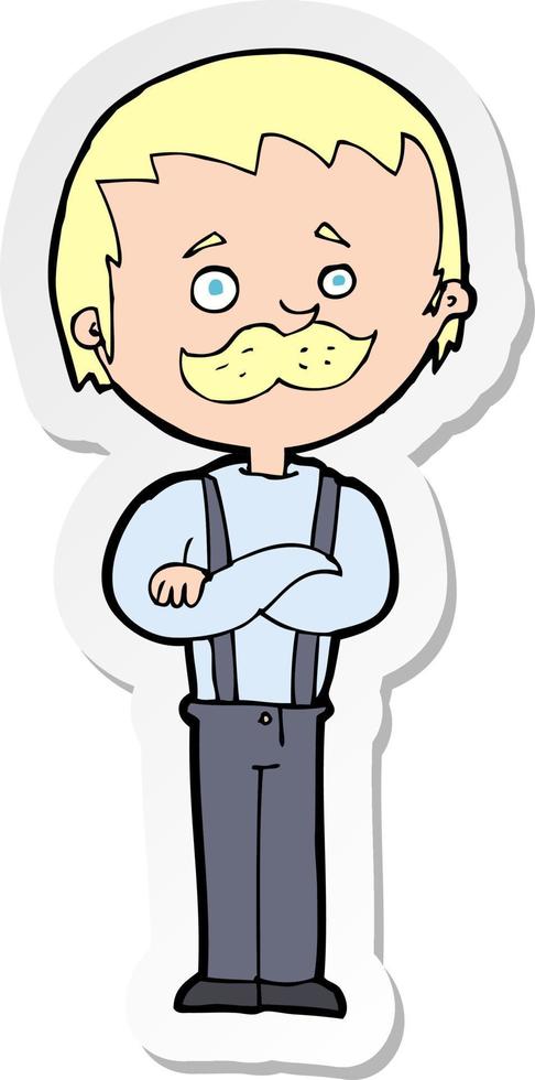 sticker of a cartoon man with mustache vector