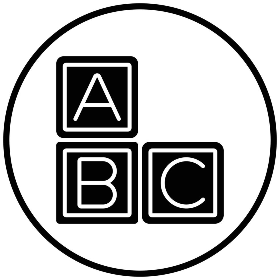 estilo de icono de bloques abc vector