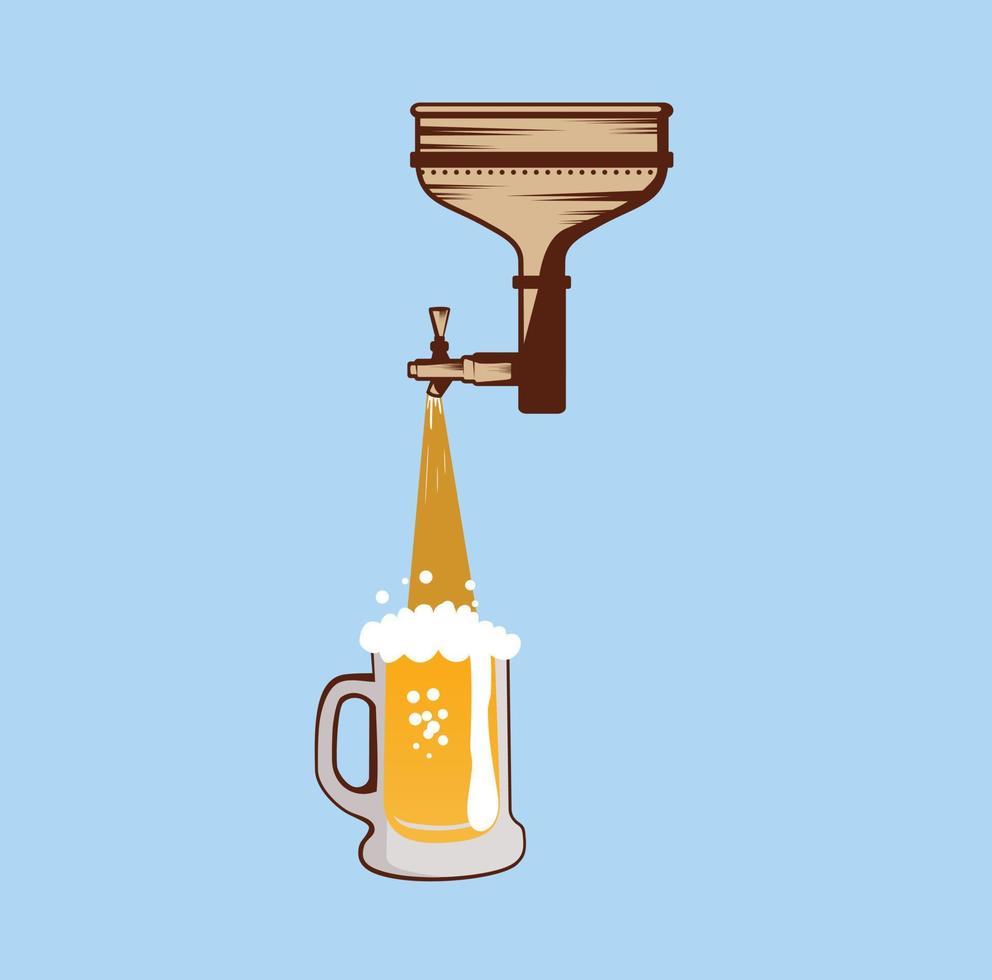 Brewery funnel beer taps design illustration vector