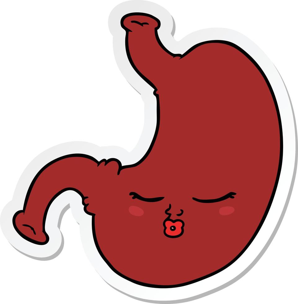 sticker of a cartoon stomach vector