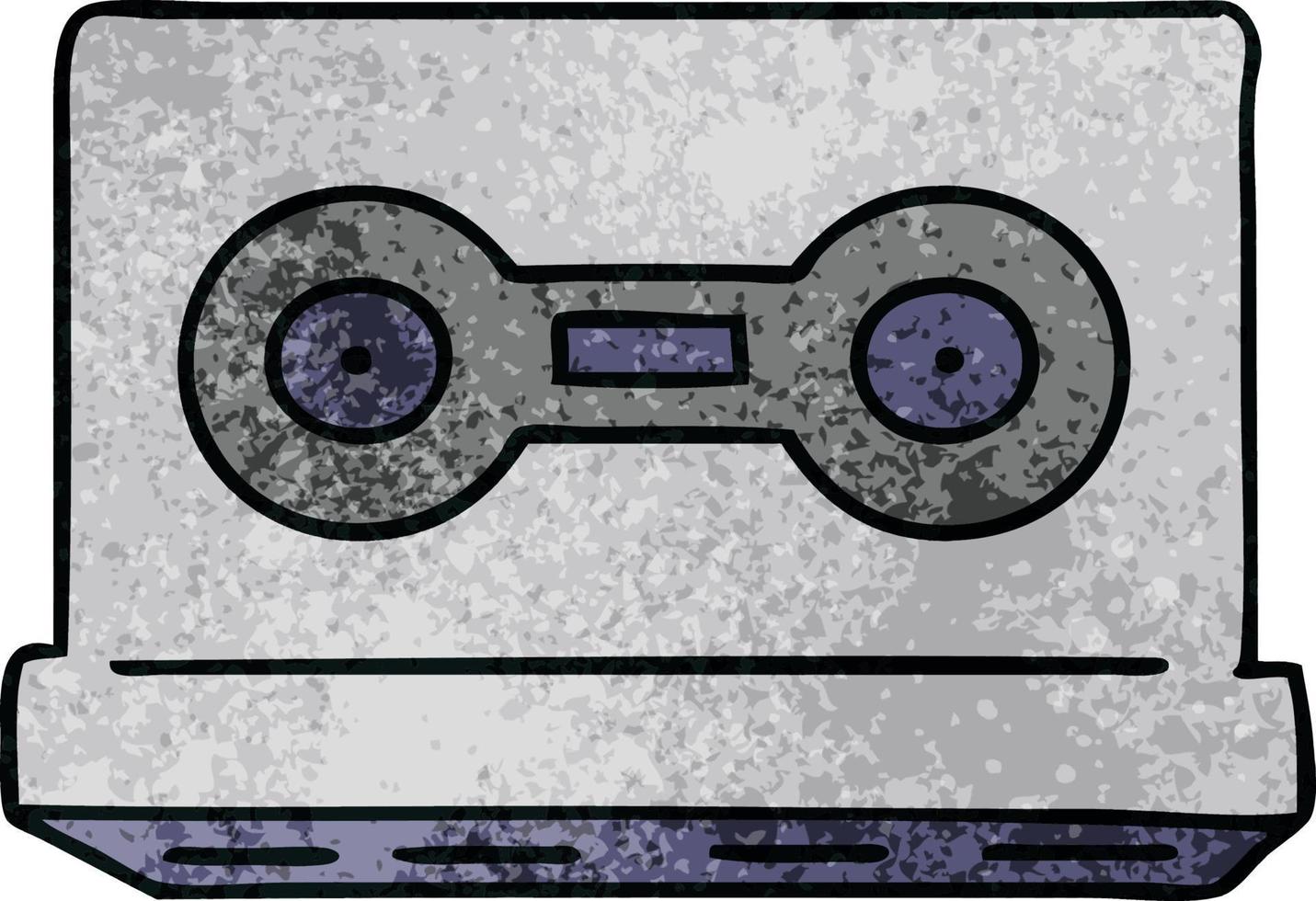textured cartoon doodle of a retro cassette tape vector