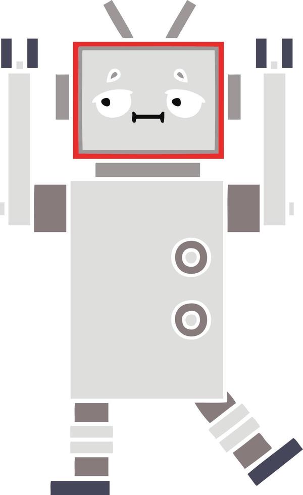 flat color retro cartoon robot vector