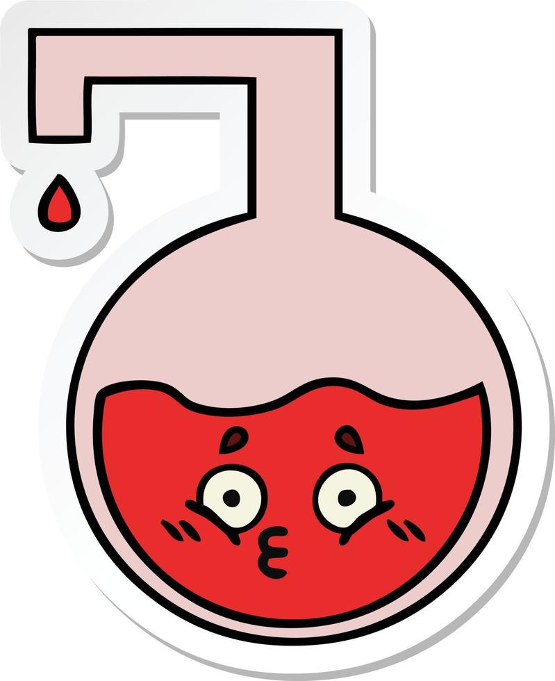 sticker of a cute cartoon science experiment vector