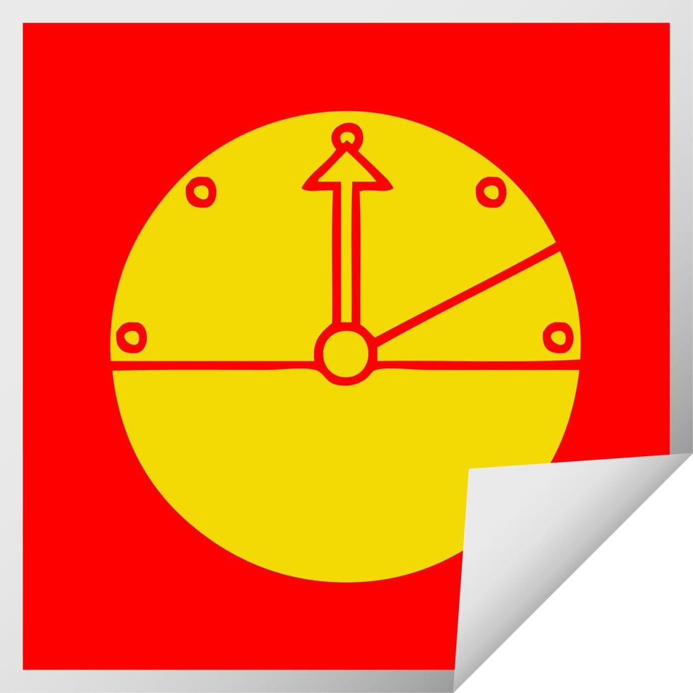 square peeling sticker cartoon speedometer vector