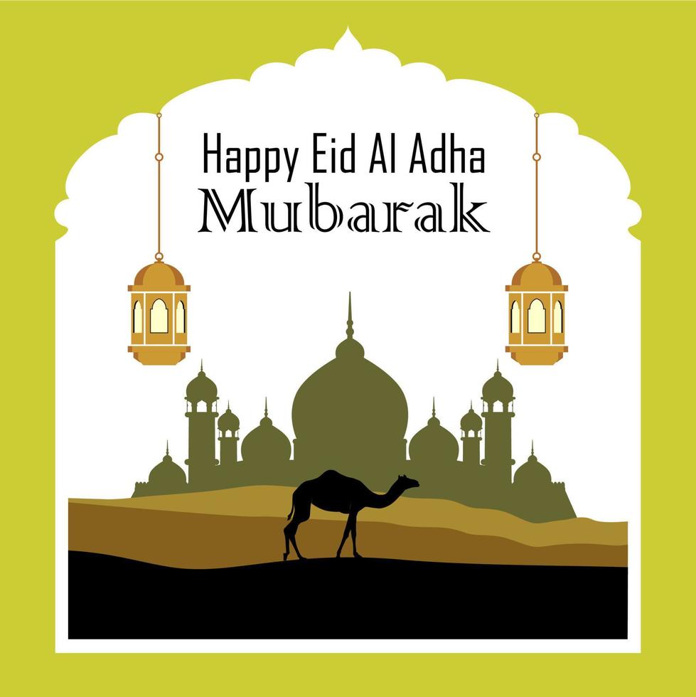 plantilla o fondo islámico, feliz eid al adha. forma cuadrada sencilla. publicación en redes sociales. concepto de ilustraciones eid. vector