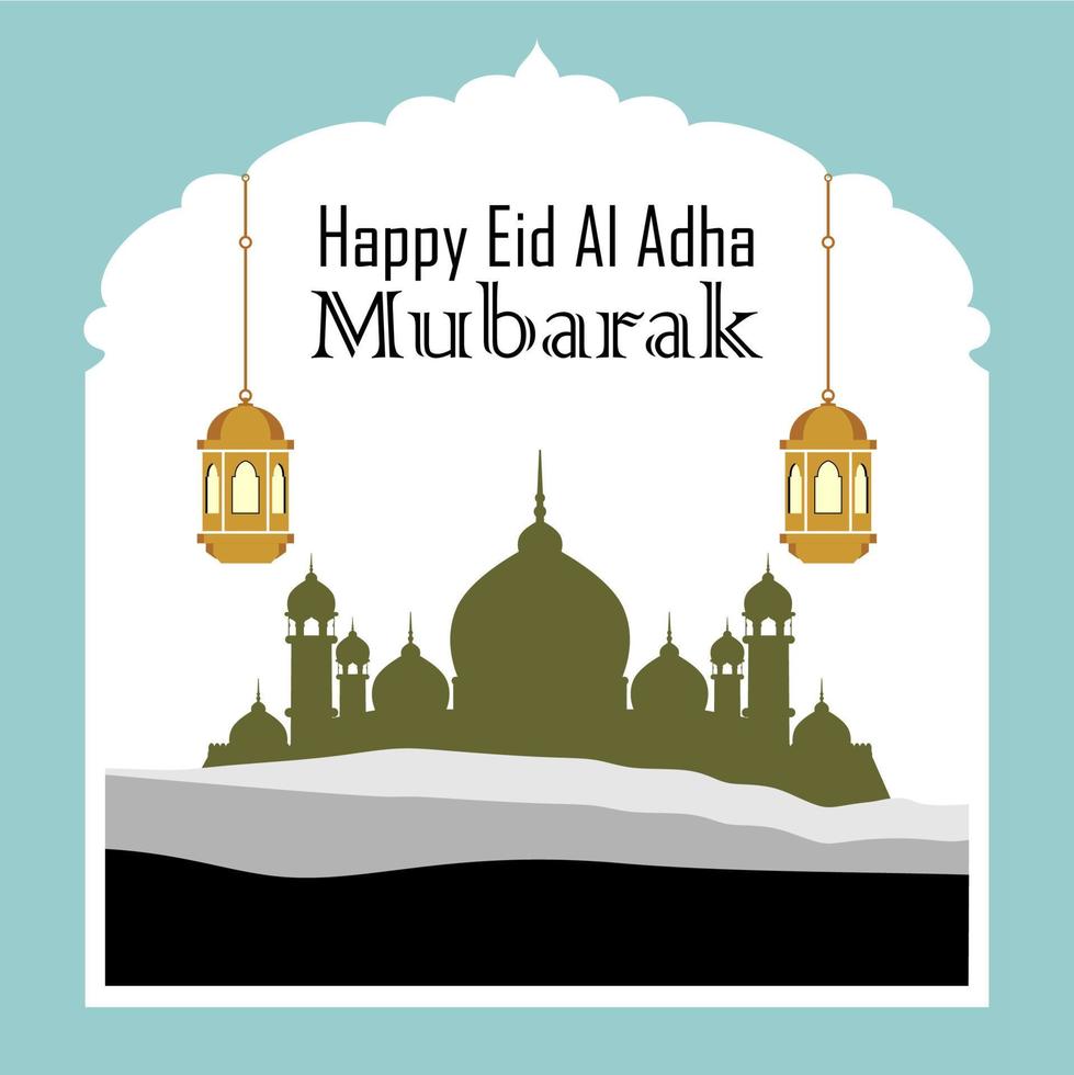 Islamic template or background, happy Eid Al Adha. simple square shape. social media post. eid illustrations concept. vector