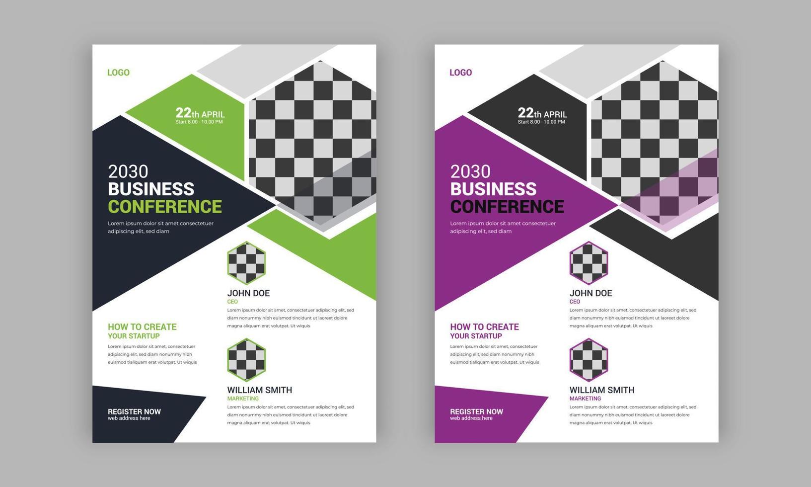 Business conference poster and flyer design. Corporate or online business conference flyer design layout template in a4 size. vector