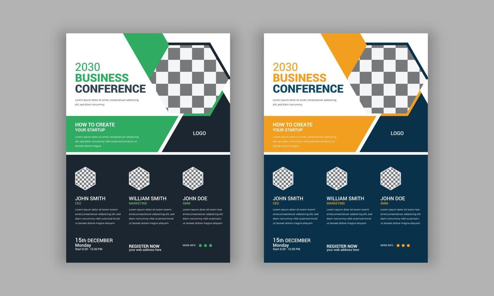 Conference flyer template. Business conference square flyer or modern corporate conference flyer design template. vector