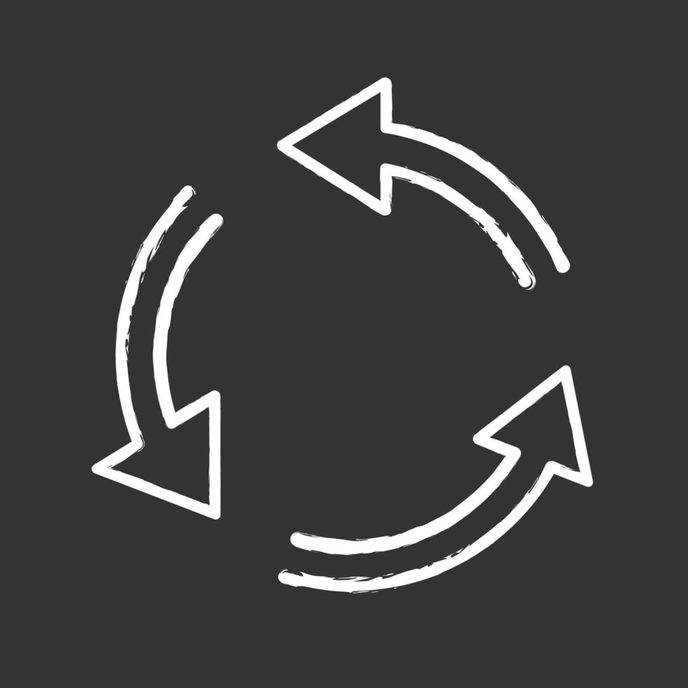 Air conditioning chalk icon. Circular arrow. Air circulation. Ventilation sign. Rotation. Isolated vector chalkboard illustration