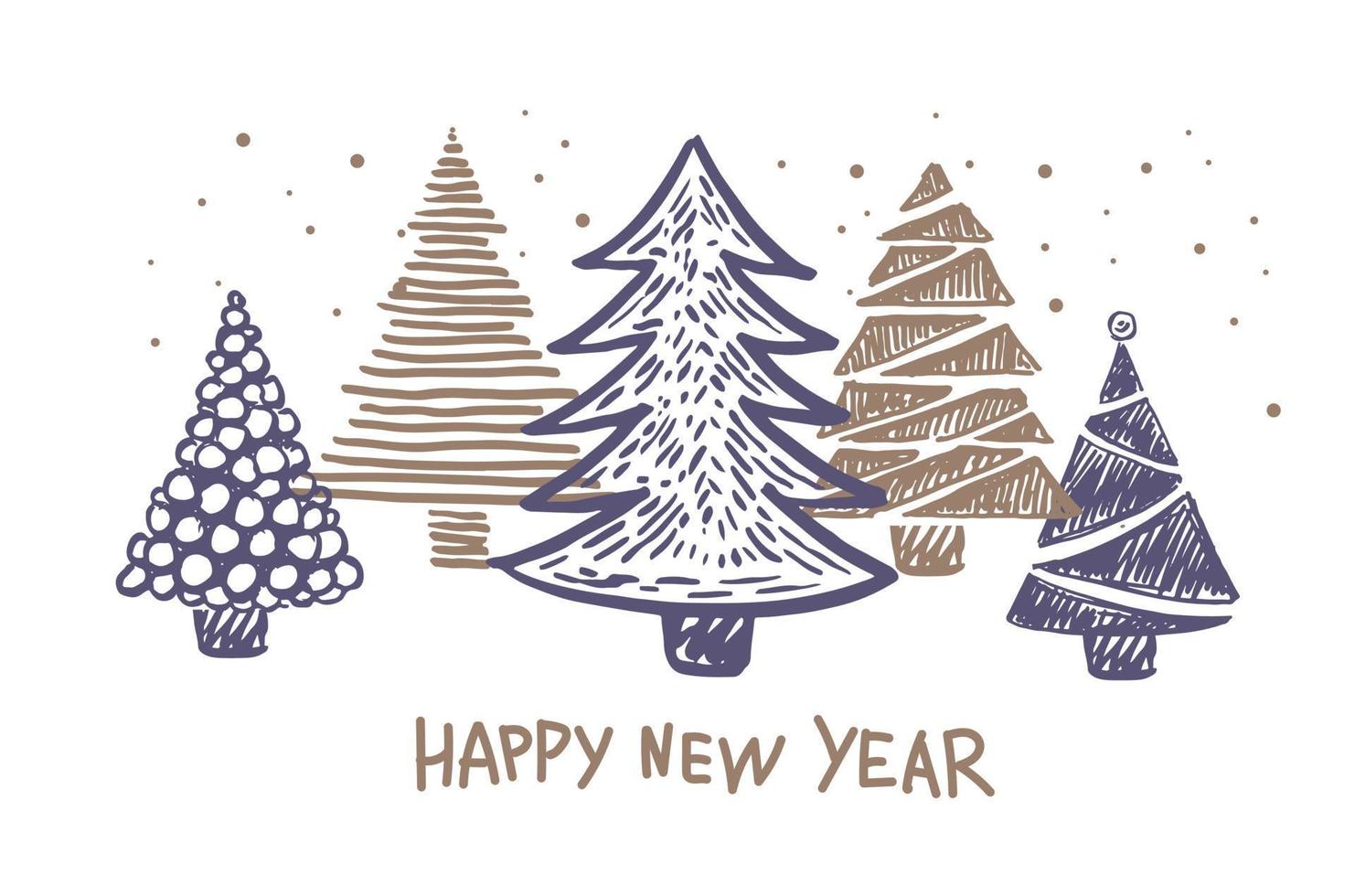 Christmas tree hand drawn illustrations. Vector. vector