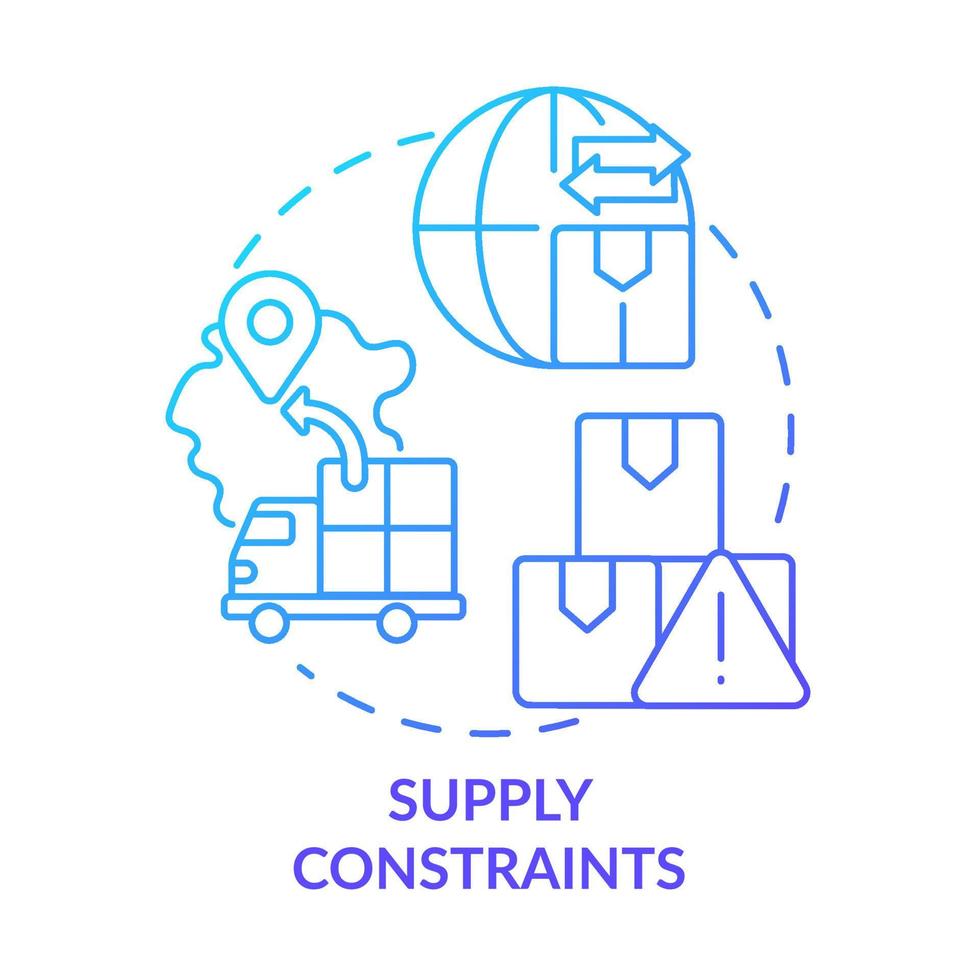 Supply constraints blue gradient concept icon. Products keeping and delivery. Macro economy trends abstract idea thin line illustration. Isolated outline drawing. vector