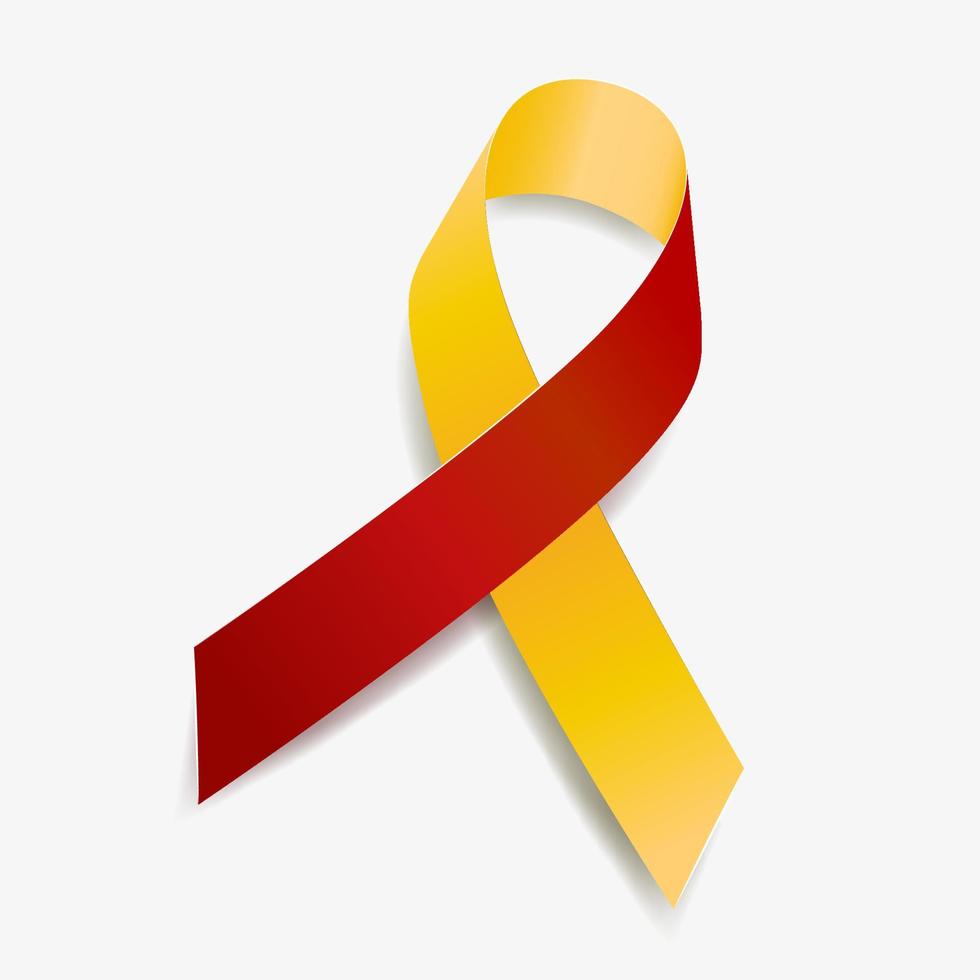 conciencia de la cinta roja y amarilla día mundial de la hepatitis, coronavirus, vih, co-infección hcv. aislado sobre fondo blanco. ilustración vectorial vector