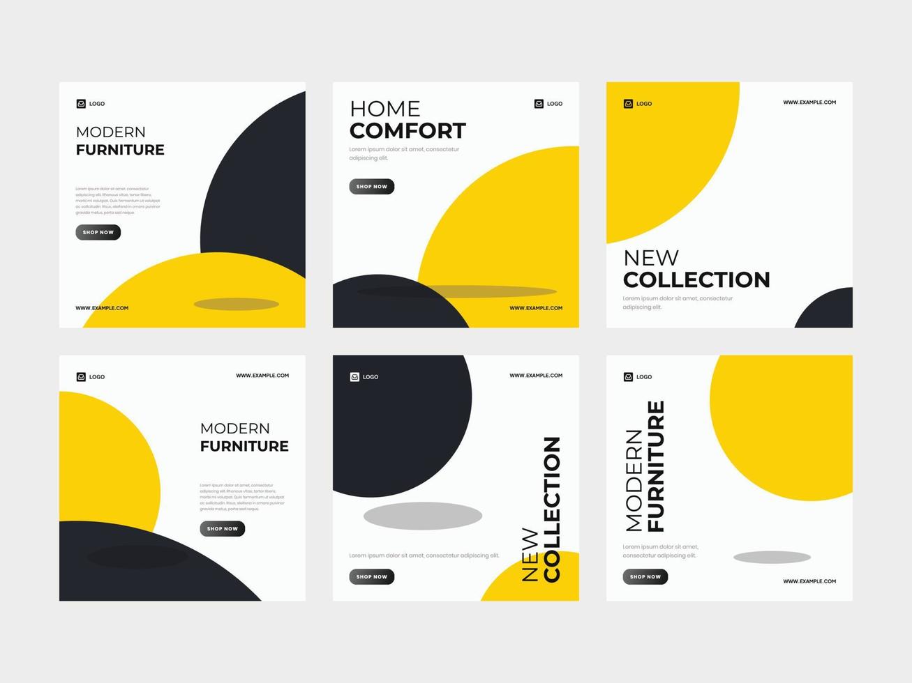 Set of minimal furniture store square banner for flyer poster and social media post template vector