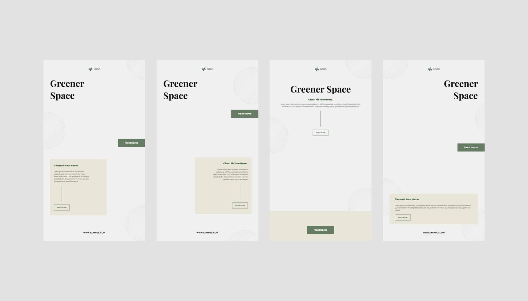 Set of minimal plant store roll up standee banner and social media story template vector