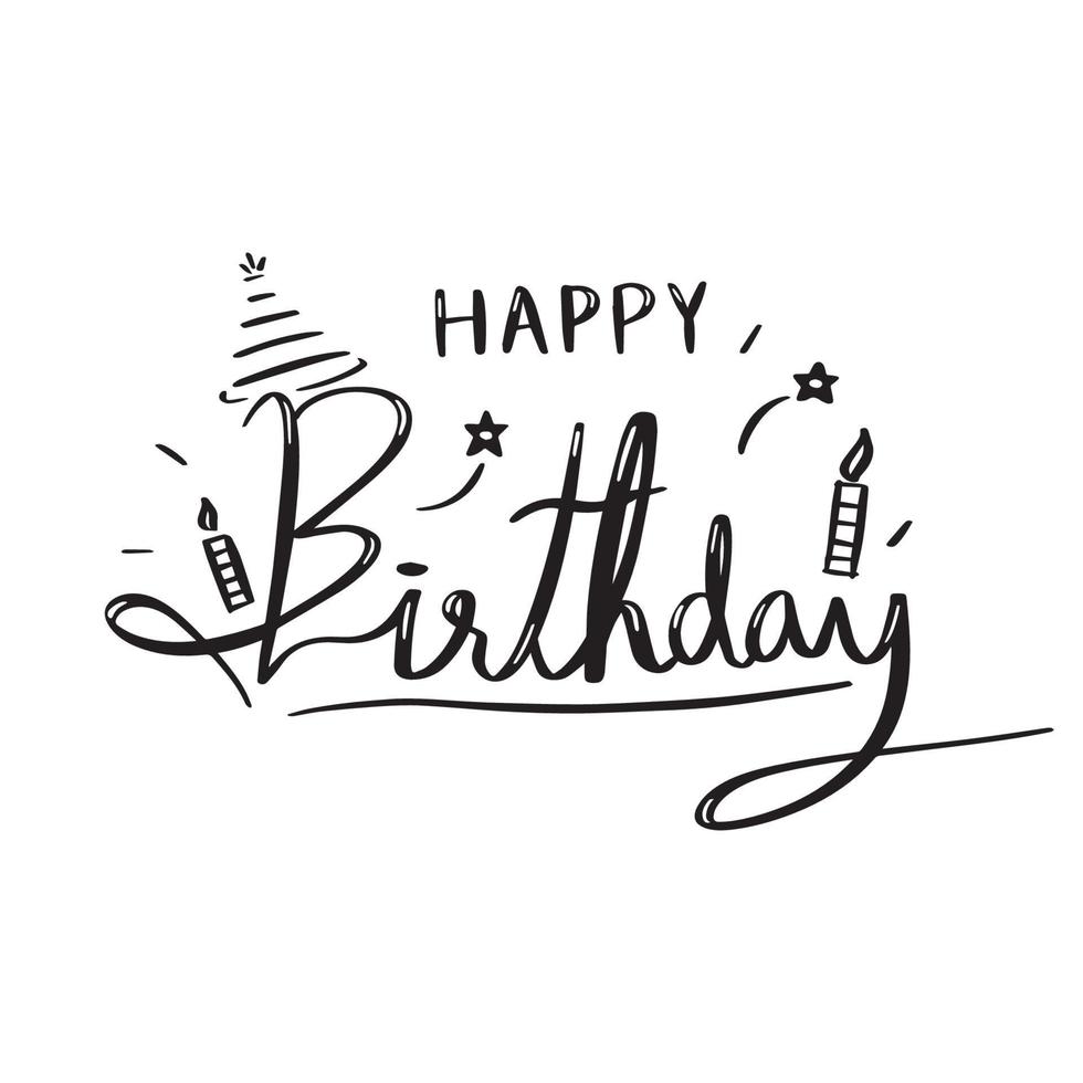 Happy Birthday. Hand drawn calligraphy black text design for card ...