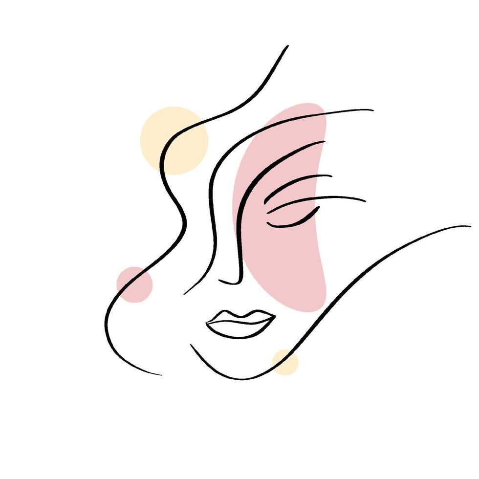 Beauty woman face. Continuous line drawing for business spa, organic. Vector illustration