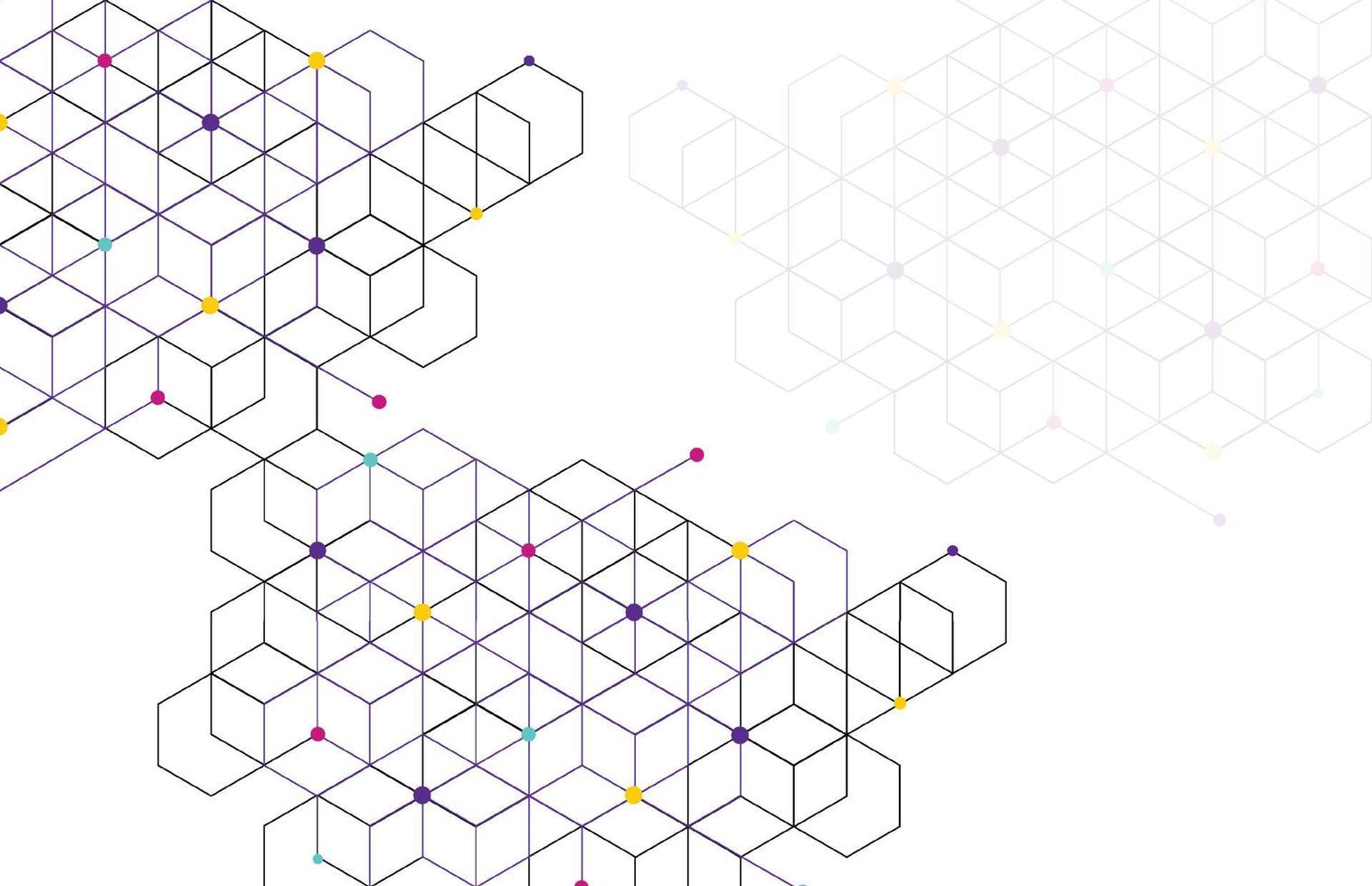 Abstract geometric boxes pattern dot line connection background. Modern technology with square mesh. Geometric on white background with lines. Cube cell. Vector illustration