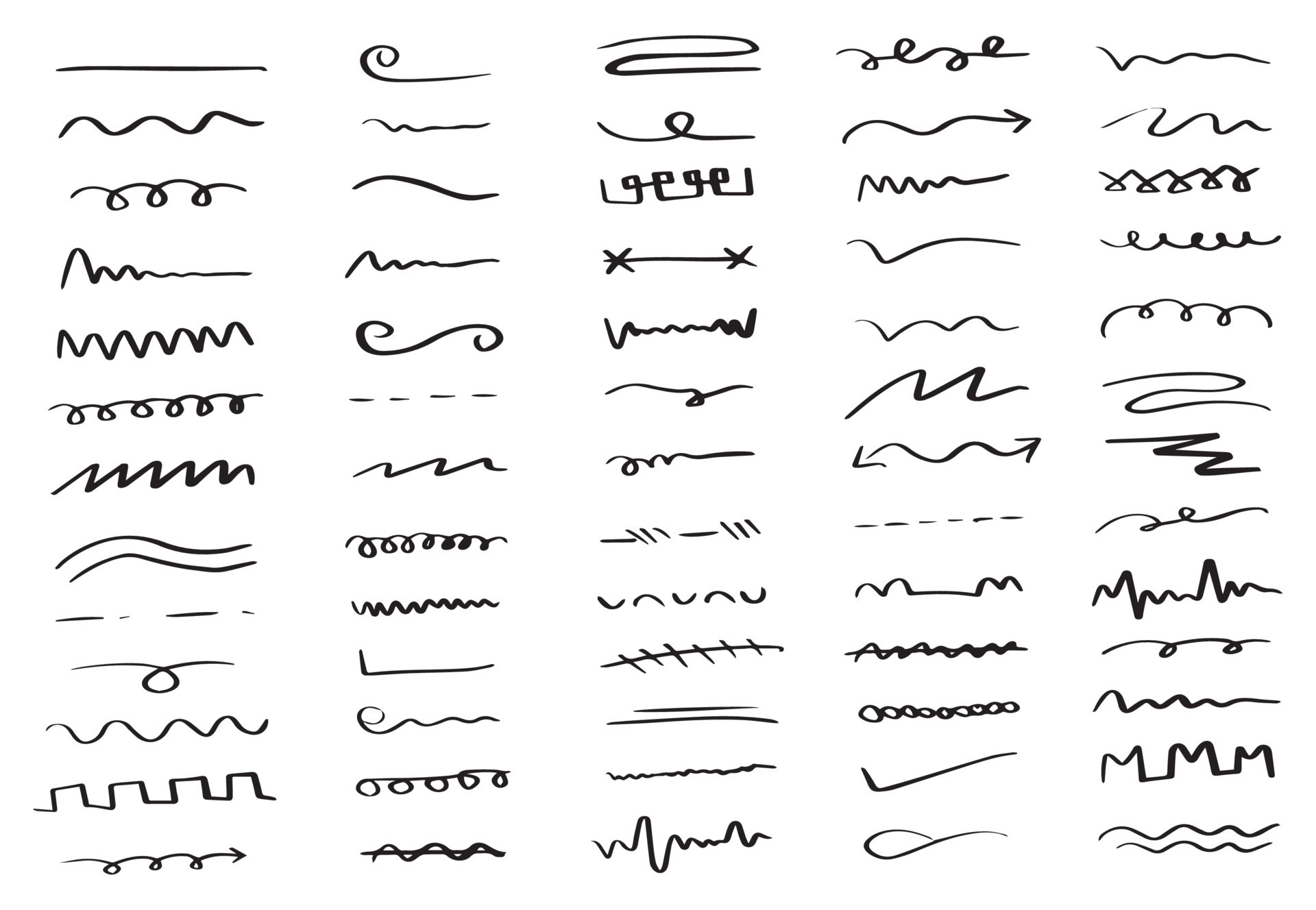 Set of hand doodle line art collection element. Vector illustration ...