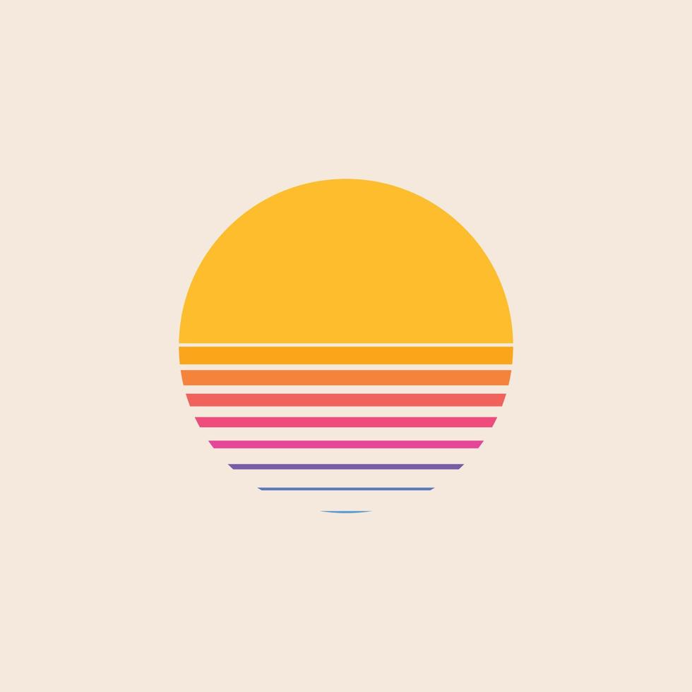 Retro sunset isolated on background. Vector illustration