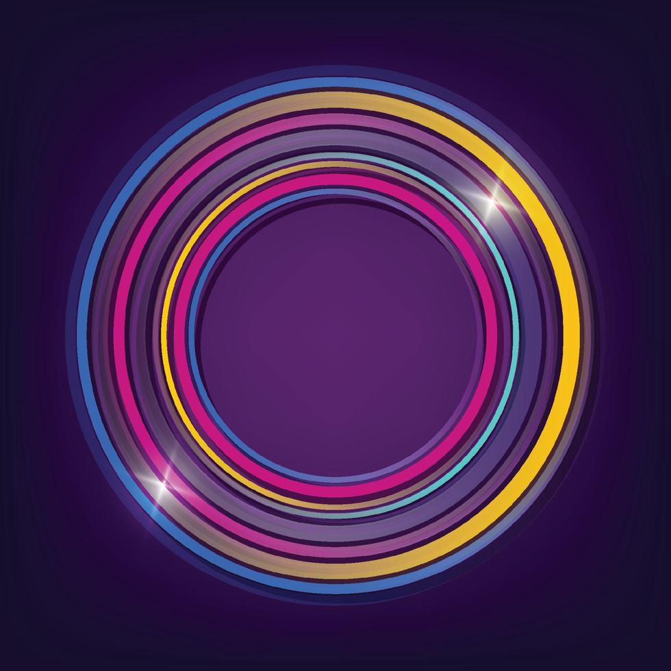 Colorful swirl radial neon circle logo. Vector illustration