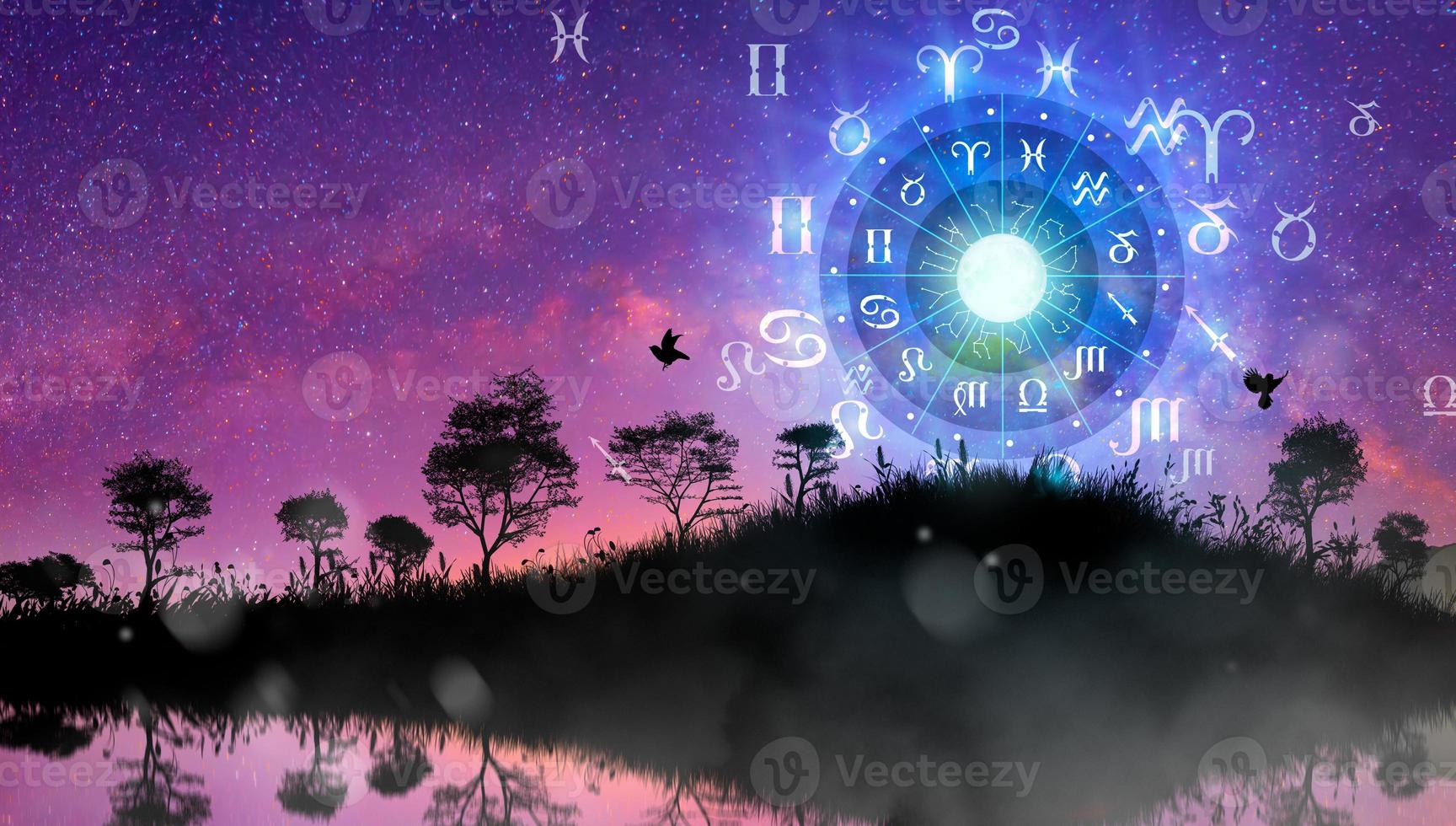 Zodiac wheel. Astrology concept. The power of the universe concept. photo