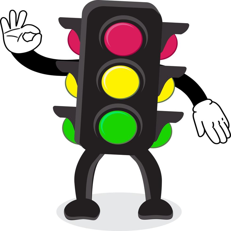 Mascot Of Traffic Light With One Ok Hand Suitable for Children Product vector