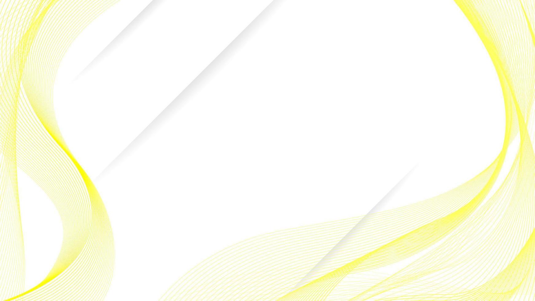 White background with abstract bright wavy lines. Yellow curved line design with copy space. Vector