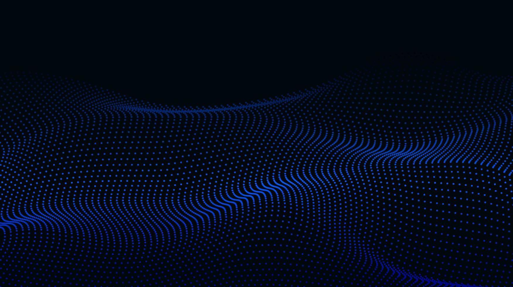 Digital abstract background with wavy surface. Shining dots particle landscape. Technology data vector concept