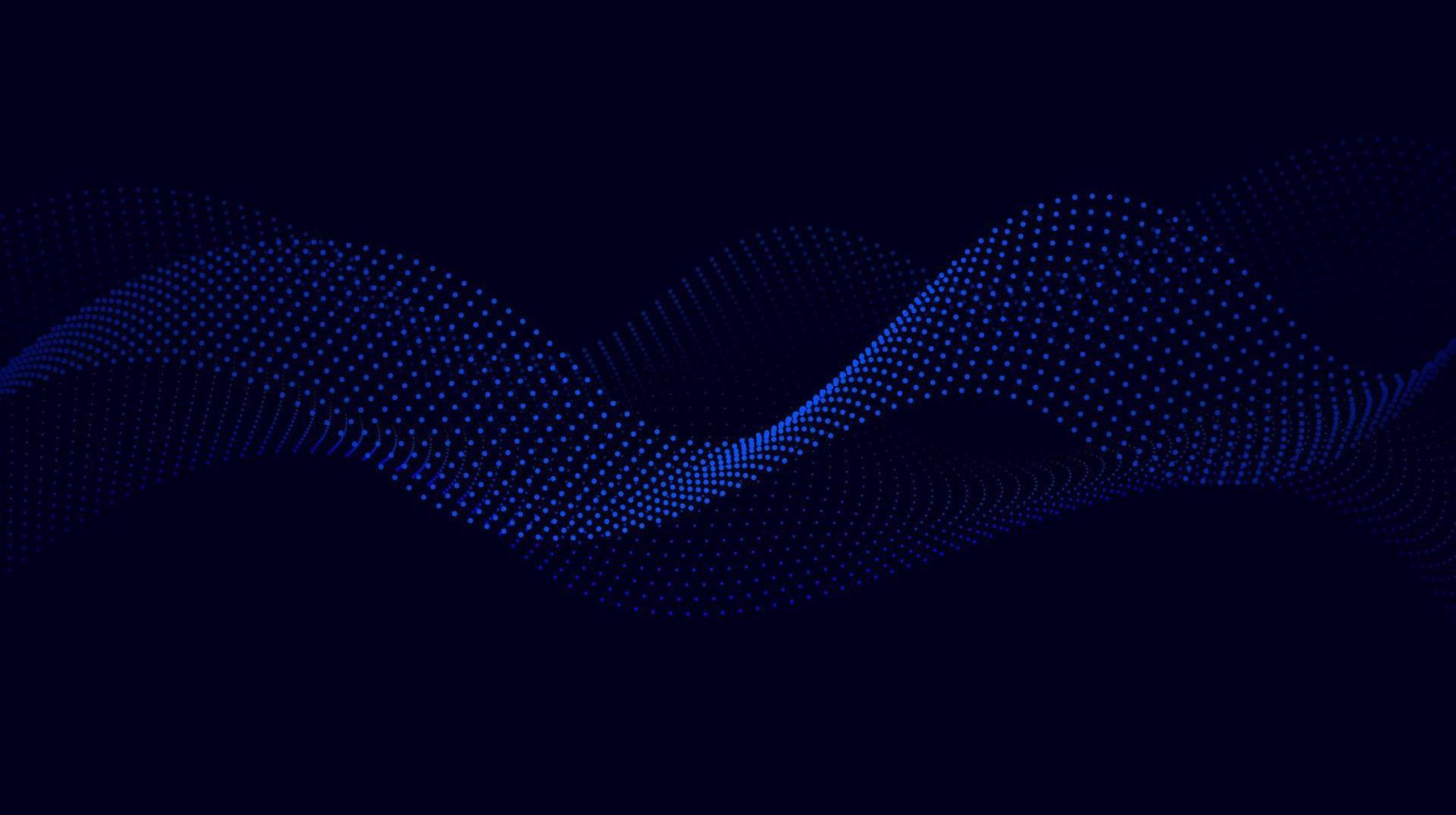 fondo de onda de partículas azules brillantes. vector de puntos que fluyen abstractos