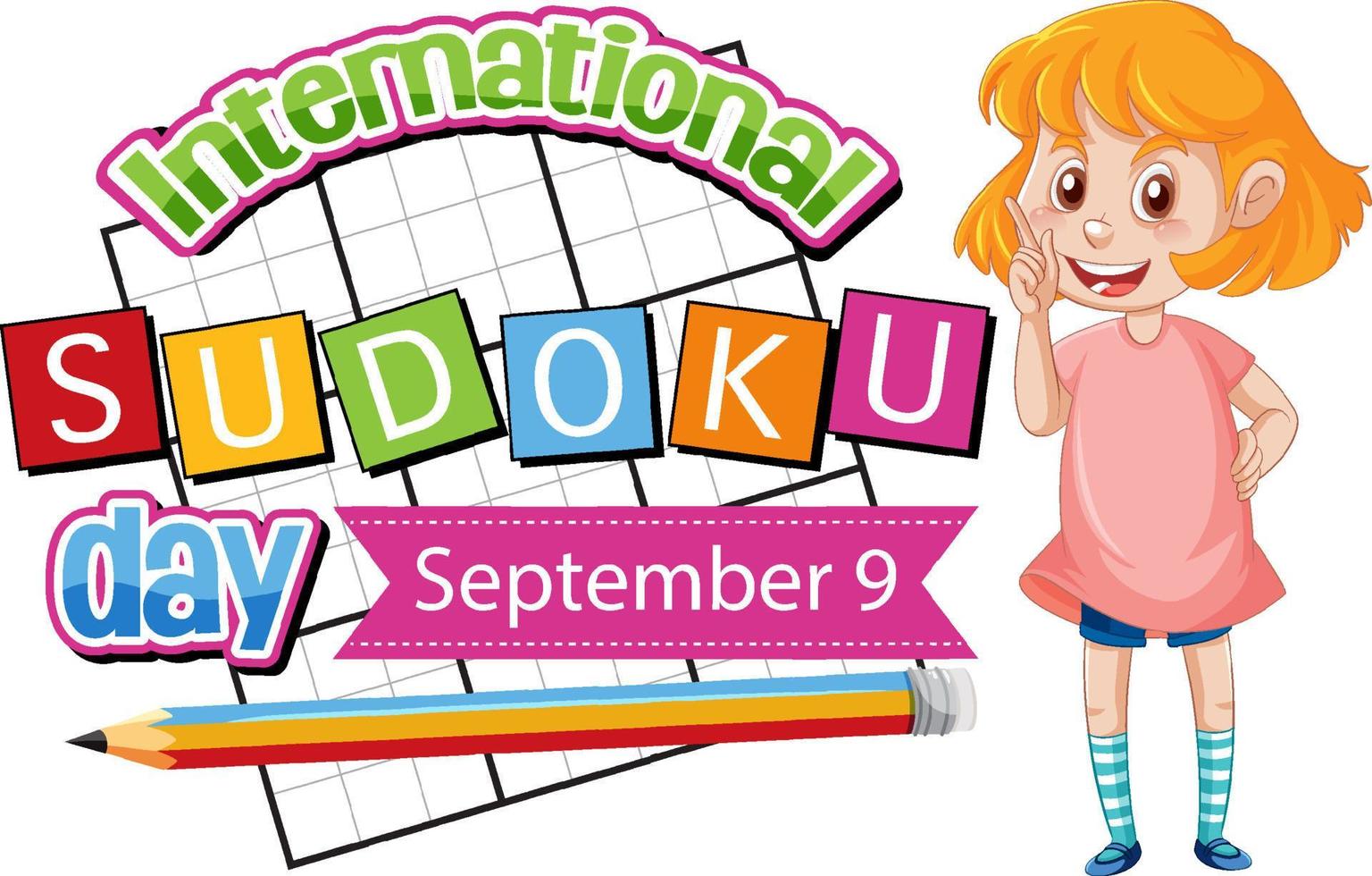 día internacional del sudoku 9 de septiembre vector