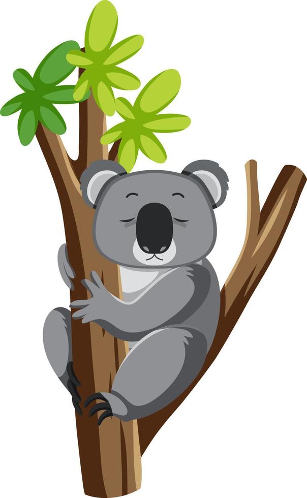 koala en el personaje de dibujos animados de árboles vector