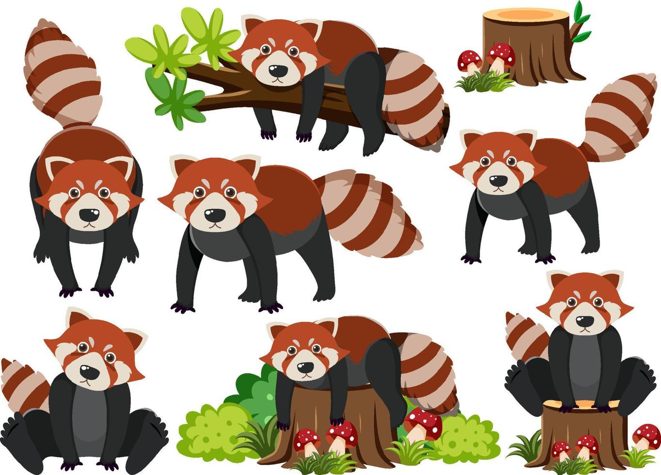 Wild animals set with nature elements vector