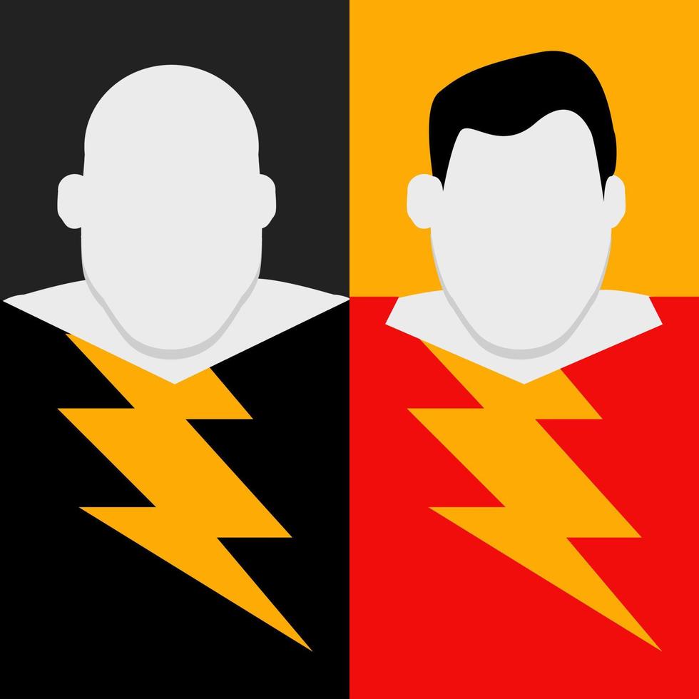 two man with lighting shirt symbol on shirt vector