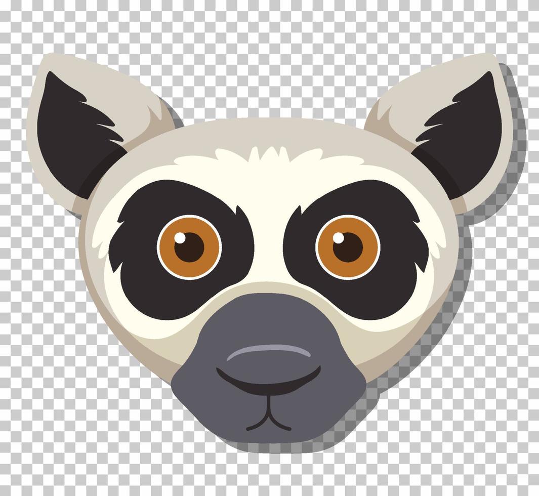 Cute lemur head in flat cartoon style vector