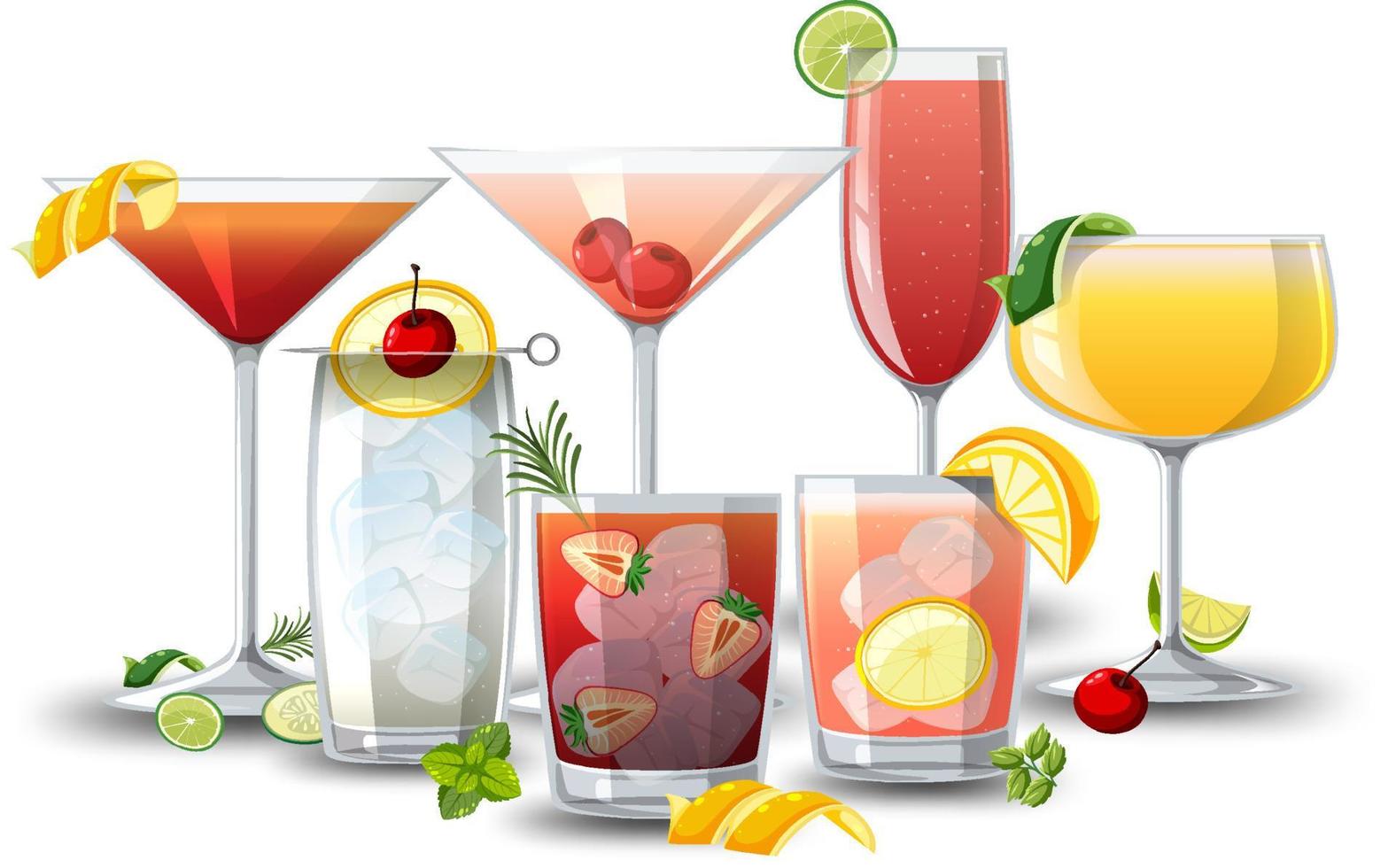 Different types of cocktails vector