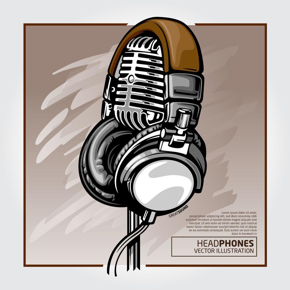 ilustración vectorial de podcasts. Grabar transmisión de radio, entrevista de audio, charla en vivo. página de inicio vectorial del negocio de podcasting con equipo de medios isométricos, micrófono, teléfono inteligente y parlantes. vector