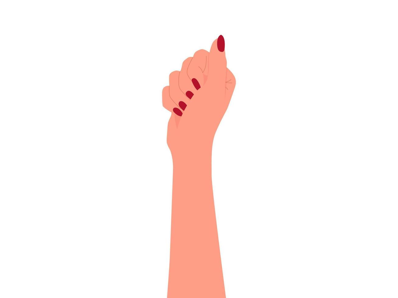 The woman hand is isolated on the white background. Feminism and solidarity concept. Vector illustration