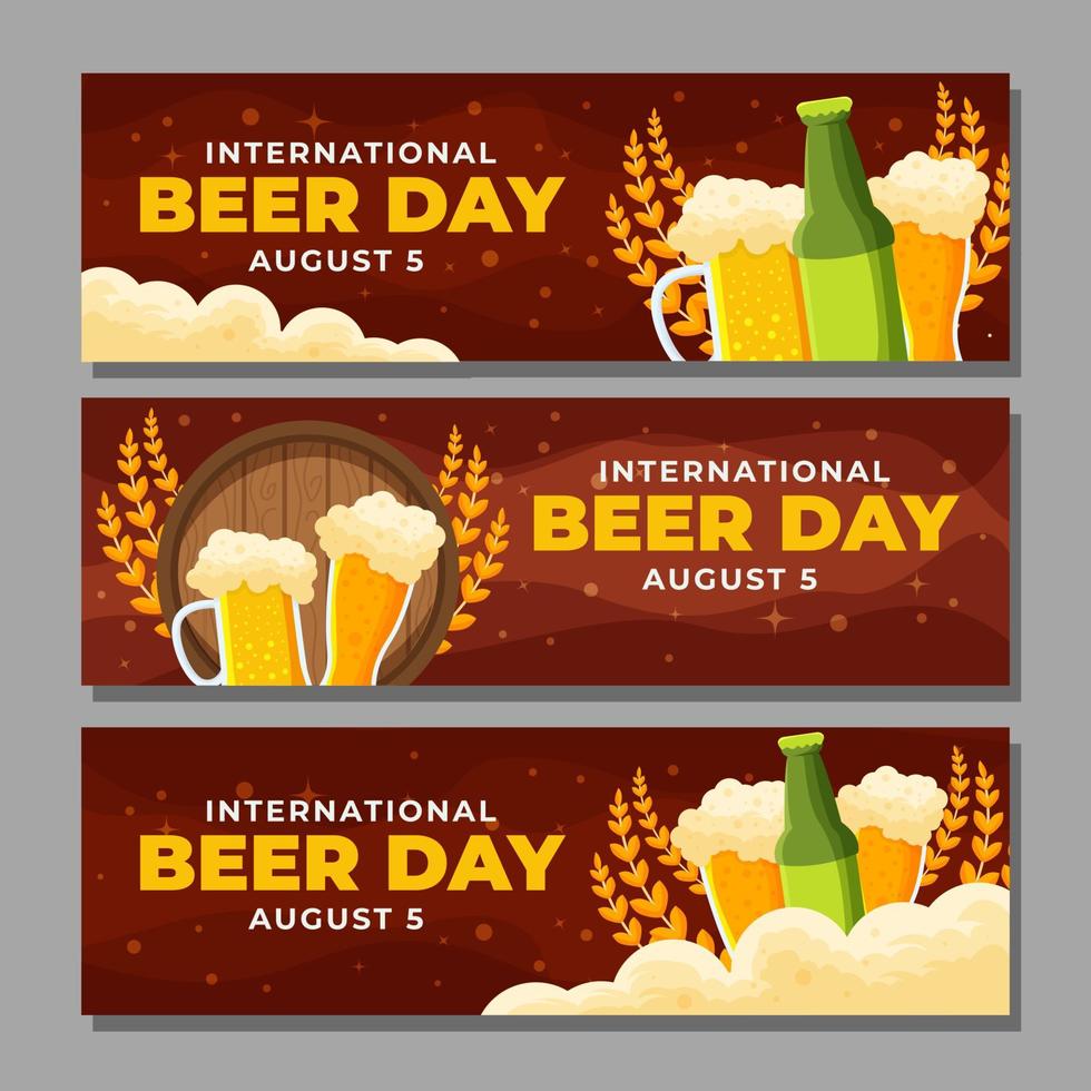 conjunto de banners del día internacional de la cerveza vector